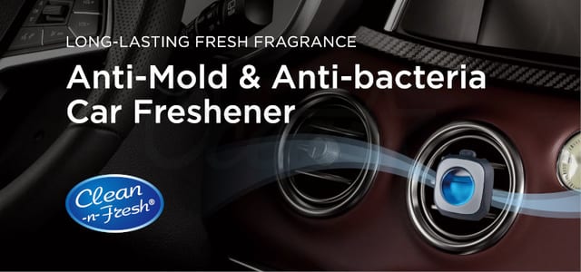 Dos clips rejilla coche antibacterianos 3.5ml — eliminan olores hasta 30 días mientras los agentes antisépticos combaten el crecimiento bacteriano.