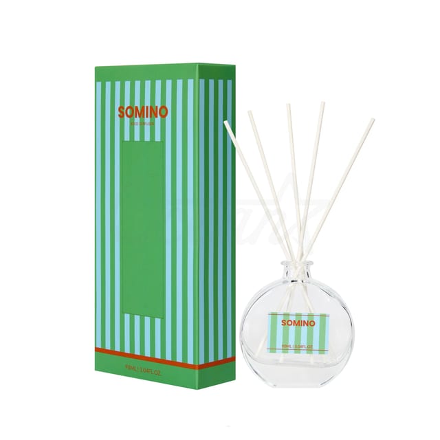 Osp250816 Flat Clear Bottle With Soft Stopper Reed Diffuser Green 90ml
