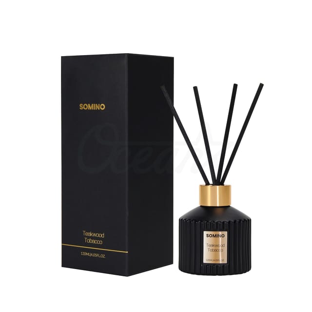 Osp250813 Vertical Stripe Black Bottle With Gold Cap Reed Diffuser 120ml
