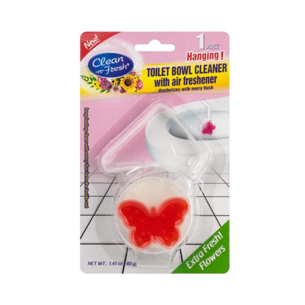 toilet bowl cleaner with buttererfly-shaped air freshener