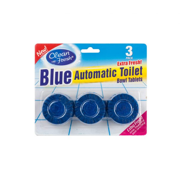 3PK Blue automatic toilet bowl cleaner tablets
