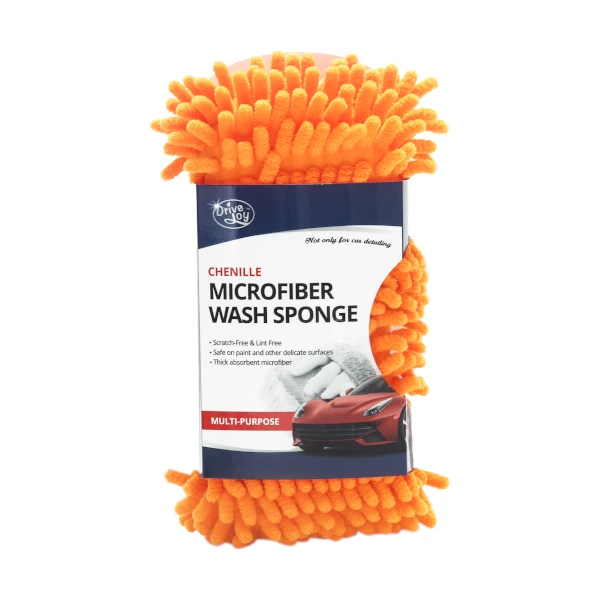 Auto Detailing Supplies Wholesale 19 13 X 15 cm Orange CHENILLE Microfiber Car Wash Pad, Premium Scratch-Free