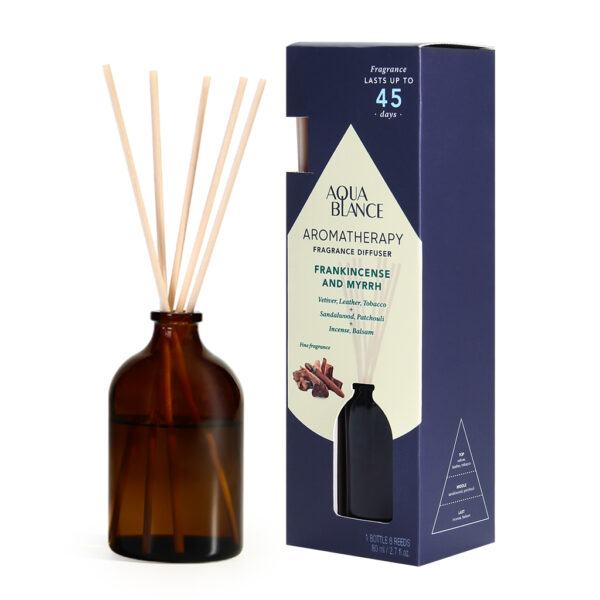 Amber Glass Reed Diffuser Frankincense and Myrrh 80ml