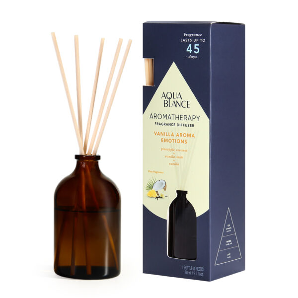Amber Glass Reed Diffuser Vanilla Aroma Emotions 80ml